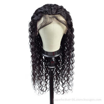 Hot Sale 13x4 Lace Front Human Hair Wigs 180% Density Brazilian Water Wave Wig With Baby Hair Remy Pre Plucked Natural Hairline